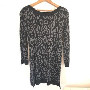 Melissa Paige Black Leopard Print Tunic Sweater